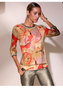 CRÉATION L CREATION L Damen Print-Shirt "Mesh-Shirt"beige, apricot, bedruckt, Gr. 38, gemustert, mehrfarbig, bedruckt, 95% Viskose, 5% Elasthan, Netzware:4%