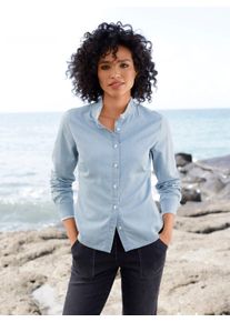 Heine Damen Jeansbluse, blau, Gr. 46, unifarben, 100% Baumwolle, Blusen