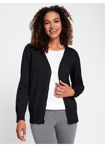 Casual Looks Damen Strickjacke, schwarz, Gr. 40, unifarben, 100% Baumwolle, Strickjacken
