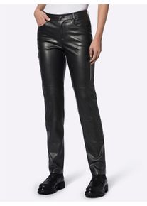 Heine Damen Lederimitathose, schwarz, Gr. 46, unifarben, 100% Polyester, Hosen