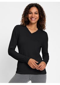Casual Looks Damen V-Ausschnitt-Pullover "Pullover", schwarz, Gr. 38, unifarben, 100% Baumwolle, Pullover
