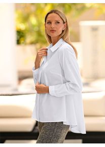 Heine Damen Hemdbluse, weiß, Gr. 46, gemustert, unifarben, 50% Baumwolle, 50% Polyester, Blusen