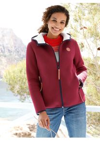Casual Looks Damen Strickfleecejacke, rot, Gr. 38, meliert, unifarben, 100% Polyester, Jacken