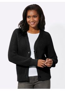 Inspirationen Damen Strickjacke, schwarz, Gr. 40, unifarben, 100% Baumwolle, Strickjacken