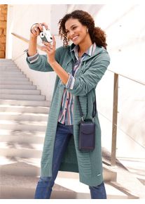 Casual Looks Damen Longstrickjacke, grün, Gr. 38, unifarben, 50% Baumwolle, 50% Polyacryl, Strickjacken