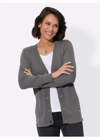 Casual Looks Damen Cardigan, grau, Gr. 40, unifarben, 50% Baumwolle, 50% Polyacryl, Strickjacken