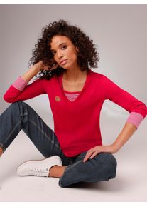 Damen Langarmshirt "Pima-Baumwoll-Shirt", rot, Gr. 40, CREATION L PREMIUM, unifarben, gemustert, 95% Baumwolle, 5% Elasthan, Shirts