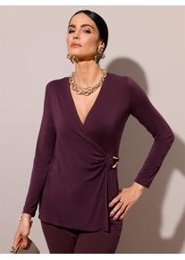 CRÉATION L CREATION L Damen Wickelshirt "Lyocell-Shirt", rot, Gr. 40, unifarben, 96% Lyocell, 4% Elasthan, Shirts