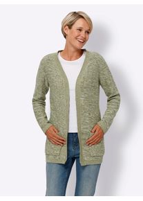 Classic Basics Damen Cardigan, grün, Gr. 40, meliert, gemustert, mehrfarbig, 100% Baumwolle, Strickjacken