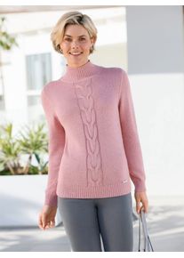 Casual Looks Damen Strickpullover "Stehkragen-Pullover", rosa, Gr. 40, unifarben, meliert, 55% Baumwolle, 45% Viskose, Pullover