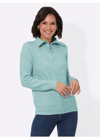 Casual Looks Damen Troyer "Polopullover", grün, Gr. 38, meliert, 76% Polyester, 20% Polyacryl, 4% Polyamid, Pullover