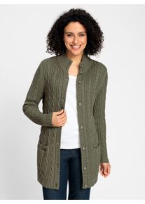 Inspirationen Damen Longstrickjacke, grün, Gr. 36, unifarben, 50% Baumwolle, 50% Polyacryl, Strickjacken