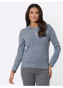Classic Basics Damen Polokragenpullover "Polopullover", blau, Gr. 42, unifarben, 100% Polyacryl, Pullover