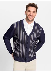 Marco Donati Herren Strickjackemarine, steingrau, gemustert, Gr. 48, unifarben, gemustert, mehrfarbig, 70% Polyacryl, 30% Wolle, Strickjacken