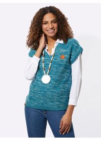 Casual Looks Damen Pullunder "Pullunder", blau, Gr. 38, gemustert, mehrfarbig, meliert, 54% Baumwolle, 46% Polyacryl, Pullover