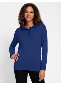 Casual Looks Damen Polokragenpullover "Pullover", blau, Gr. 38, unifarben, 100% Baumwolle, Pullover
