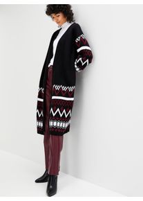 Inspirationen Damen Longstrickjacke, bunt, Gr. 36, unifarben, gemustert, 100% Baumwolle, Strickjacken