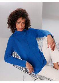 Damen Stehkragenpullover "Merino-Kaschmir-Pullover", blau, Gr. 36, CREATION L PREMIUM, unifarben, 90% Schurwolle, 10% Kaschmir, Pullover