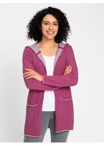 Inspirationen Damen Longstrickjacke, lila, Gr. 36, unifarben, 100% Baumwolle, Strickjacken