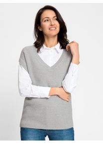 Inspirationen Damen Pullunder "Pullunder", grau, Gr. 36, meliert, 100% Baumwolle, Pullover