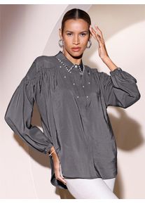 CRÉATION L CREATION L Damen Hemdbluse, grau, Gr. 38, unifarben, 85% Modal, 15% Polyester, Blusen
