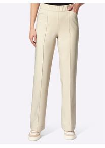 Heine Damen Bügelfaltenhose, beige, Gr. 40, unifarben, 89% Polyester, 11% Elasthan, Hosen