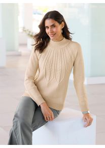 Inspirationen Damen Stehkragenpullover "Pullover", beige, Gr. 38, unifarben, 50% Viskose, 28% Polyester, 22% Polyamid, Pullover