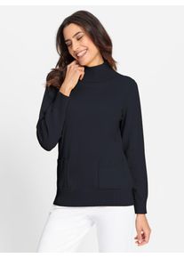 Inspirationen Damen Stehkragenpullover "Stehkragen-Pullover", blau, Gr. 38, unifarben, 100% Baumwolle, Pullover