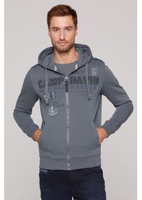 CAMP DAVID Herren Kapuzensweatjacke, grau, casual, Gr. XXXL, bedruckt, bestickt, Material: 80% Baumwolle, 20% Polyester, Sweatjacken, mit Baumwolle