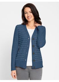 Inspirationen Damen Strickjacke, blau, Gr. 36, meliert, 50% Viskose, 28% Polyester, 22% Polyamid, Strickjacken