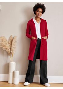 Inspirationen Damen Longstrickjacke, rot, Gr. 38, unifarben, 50% Viskose, 25% Polyester, 25% Polyamid, Strickjacken