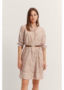 Bugatti Damen Hemdblusenkleid50, beige, Gr. 42, geblümt, 100% Baumwolle, Kleider, mit grafischem Print