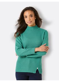 Damen Stehkragenpullover "Pima-Baumwoll-Pullover", grün, Gr. 36, CREATION L PREMIUM, unifarben, 100% Baumwolle, Pullover