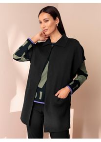 Heine Damen Poncho, schwarz, Gr. 48, unifarben, 50% Viskose, 28% Polyester, 22% Polyamid, Jacken
