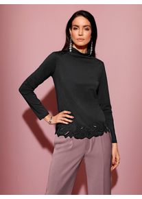 CRÉATION L CREATION L Damen Langarmshirt "Modal-Baumwoll-Shirt", schwarz, Gr. 40, unifarben, 48% Baumwolle, 48% Modal, 4% Elasthan, Shirts