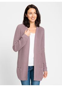 Inspirationen Damen Strickjacke, lila, Gr. 40, meliert, 50% Baumwolle, 50% Polyacryl, Strickjacken