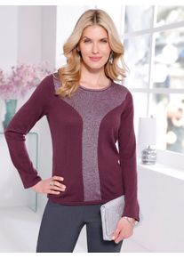 Classic Basics Damen Strickpullover "Langarm-Pullover", rot, Gr. 50, unifarben, bedruckt, gemustert, metallic, 98% Polyacryl, 1% Polyester, 1%