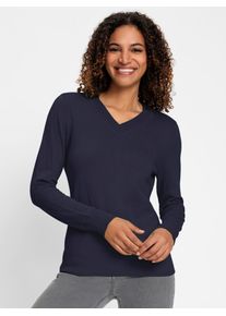 Casual Looks Damen V-Ausschnitt-Pullover "Pullover", blau, Gr. 40, unifarben, 100% Baumwolle, Pullover