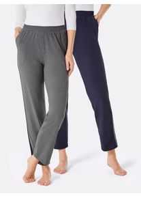 feel good Damen Wellnesshose, Gr. 36, blau, 95% Baumwolle, 5% Elasthan, unifarben, gemustert, gestreift, Hosen