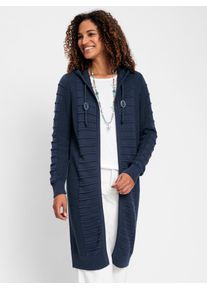 Casual Looks Damen Longstrickjacke, blau, Gr. 38, unifarben, 50% Baumwolle, 50% Polyacryl, Strickjacken
