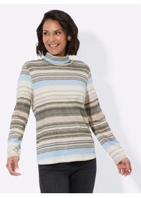 Casual Looks Damen Rollkragenshirt "Rollkragen-Shirt"eisblau, sesam, bedruckt, Gr. 36, gemustert, gestreift, mehrfarbig, 50% Baumwolle, 50% Modal,