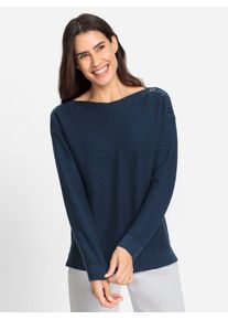 Inspirationen Damen Strickpullover "Strickpullover", blau, Gr. 36, unifarben, 60% Baumwolle, 40% Viskose, Pullover