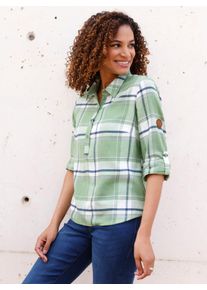 Casual Looks Damen Flanellbluseeucalyptus, ecru, kariert, Gr. 36, gemustert, kariert, mehrfarbig, 100% Baumwolle, Blusen