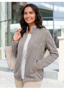 Casual Looks Damen Fleecejacke, grau, Gr. 36, gemustert, mehrfarbig, meliert, 100% Polyester, Jacken
