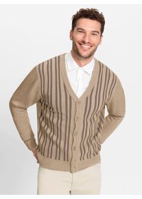 Marco Donati Herren Strickjackebeige, dunkeltaupe, gemustert, Gr. 50, unifarben, gemustert, mehrfarbig, 70% Polyacryl, 30% Wolle, Strickjacken
