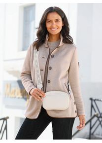 Casual Looks Damen Fleecejacke, beige, Gr. 40, meliert, 100% Polyester, Paspelierung:100% Polyester, Jacken