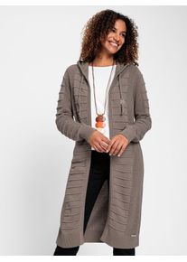 Casual Looks Damen Longstrickjacke, grau, Gr. 38, unifarben, 50% Baumwolle, 50% Polyacryl, Strickjacken