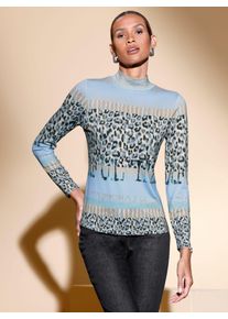 CRÉATION L CREATION L Damen Stehkragenshirt "Stehkragen-Shirt"grau, graphit, gemustert, Gr. 40, gemustert, 95% Viskose, 5% Elasthan, Shirts