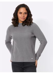 Casual Looks Damen Stehkragenpullover "Stehkragen-Pullover", grau, Gr. 40, unifarben, 50% Wolle, 30% Baumwolle, 20% Polyamid, Pullover