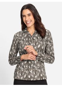Inspirationen Damen Poloshirt "Poloshirt"taupe, graphit, bedruckt, Gr. 40, gemustert, mehrfarbig, 50% Baumwolle, 50% Modal, Shirts